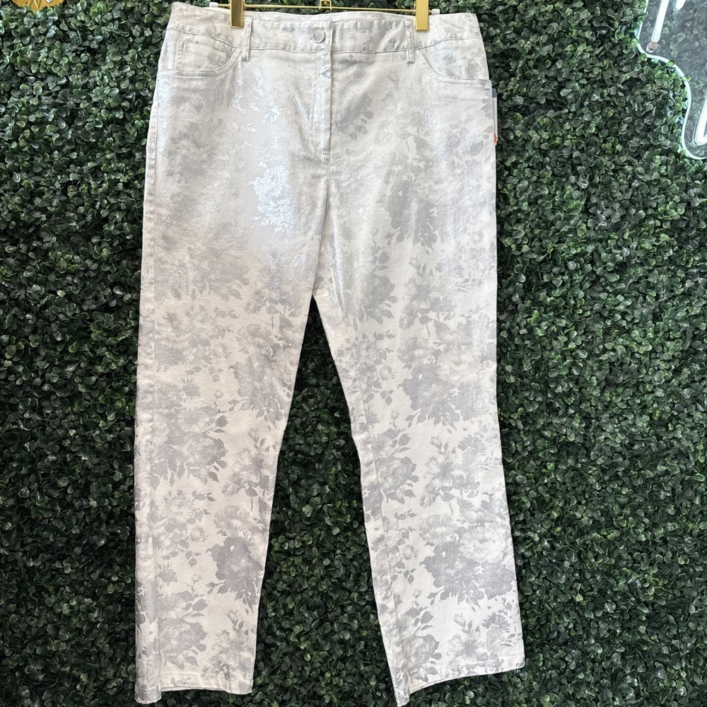Elliott Lauren Women's Silver Lining Mid-rise Stretch Jeans White/Silver Sz 12